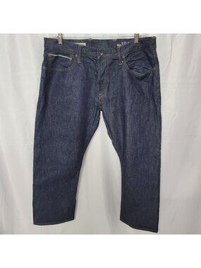 Gap 1969 Selvedge Raw Men's Straight Fit R Dark Wash Denim Jeans Size 38x27
